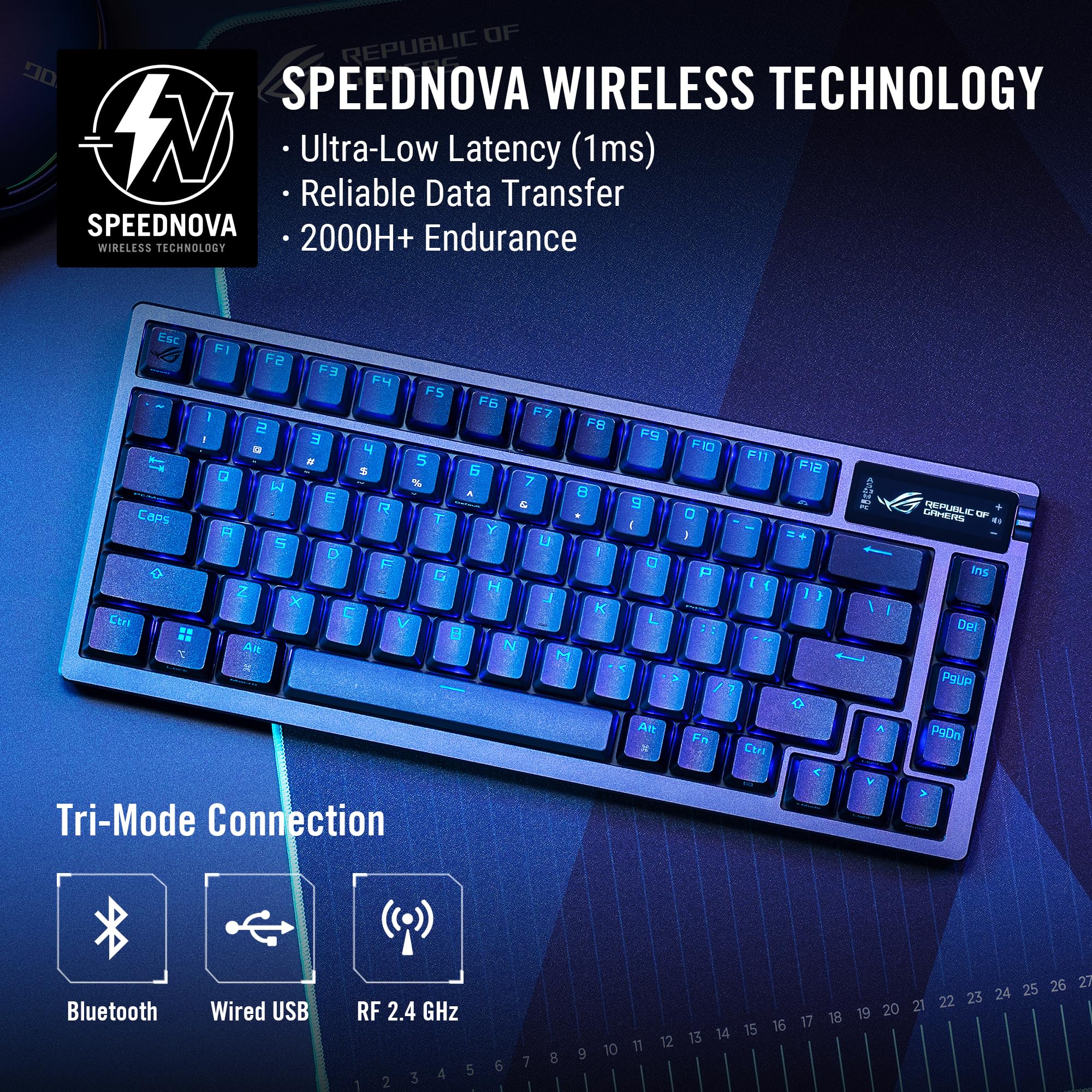 Foto 3 pulgar | Teclado Para Juegos Asus Rog Azoth 75% Inalámbrico Con Pantalla Oled - Venta Internacional.