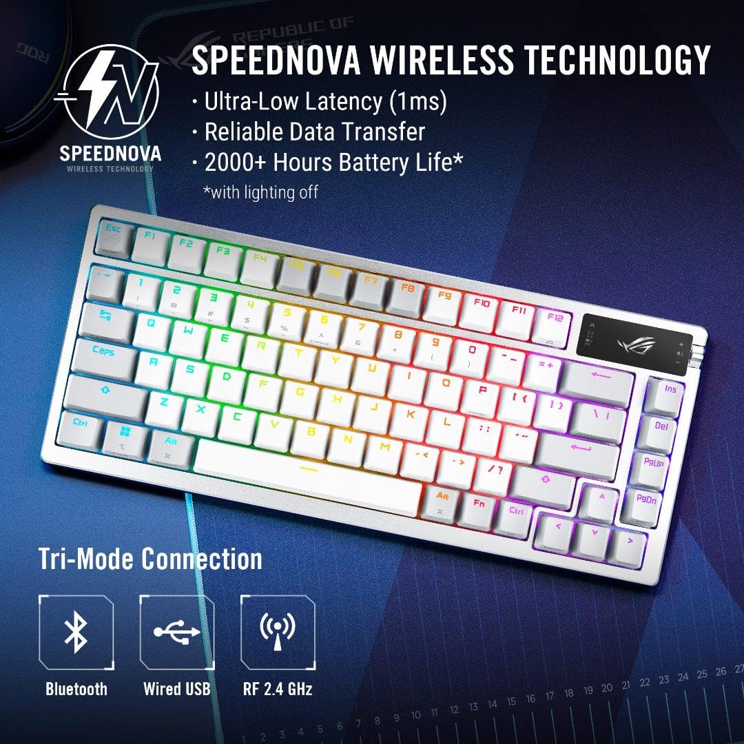 Foto 3 pulgar | Teclado Para Juegos Asus Rog Azoth 75 Inalámbrico Oled Rgb - Blanco - Venta Internacional.