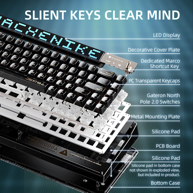 Foto 3 | Teclado Machenike Kt68 Pro 65% Rgb Inalámbrico Gateron Brown - Venta Internacional.