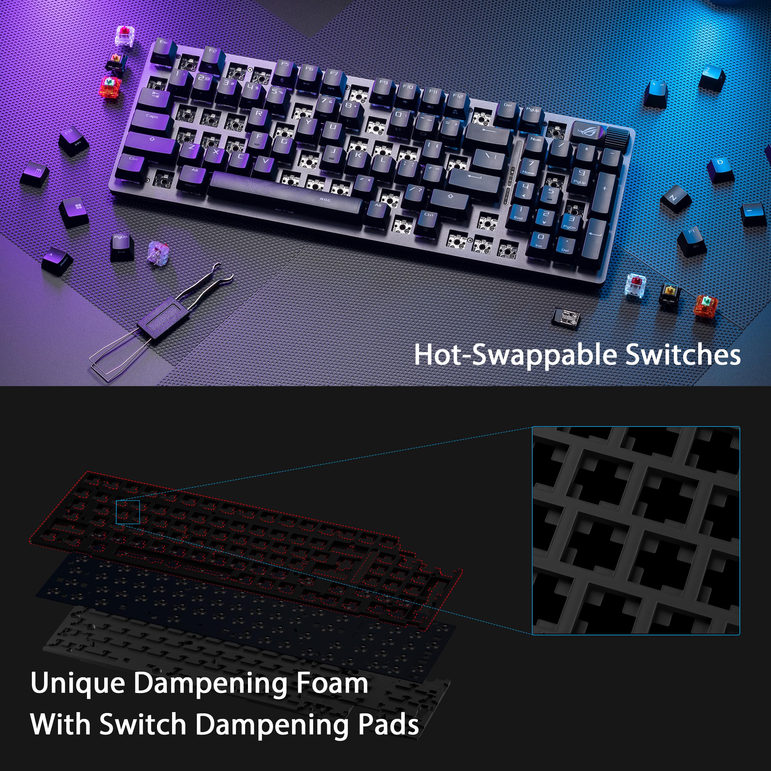 Foto 4 | Teclado Para Juegos Asus Rog Strix Scope Ii 96 Wireless Rgb Negro - Venta Internacional.
