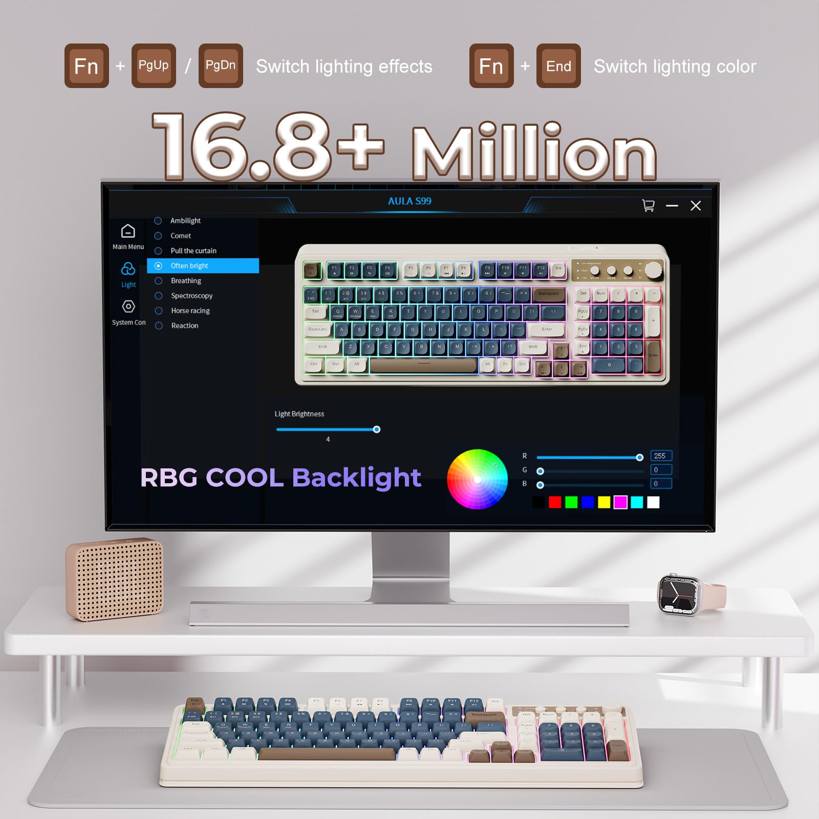 Foto 7 pulgar | Teclado Para Videojuegos Aula 99 Teclas Tri-mode Bluetooth/2.4 Ghz/usb-c - Venta Internacional.