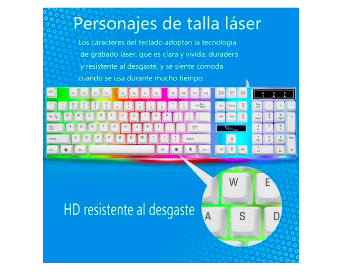 Foto 4 pulgar | Kit Teclado Mouse Xtellar  Gamer Luz Rgb Iluminado Led Usb Alambrico