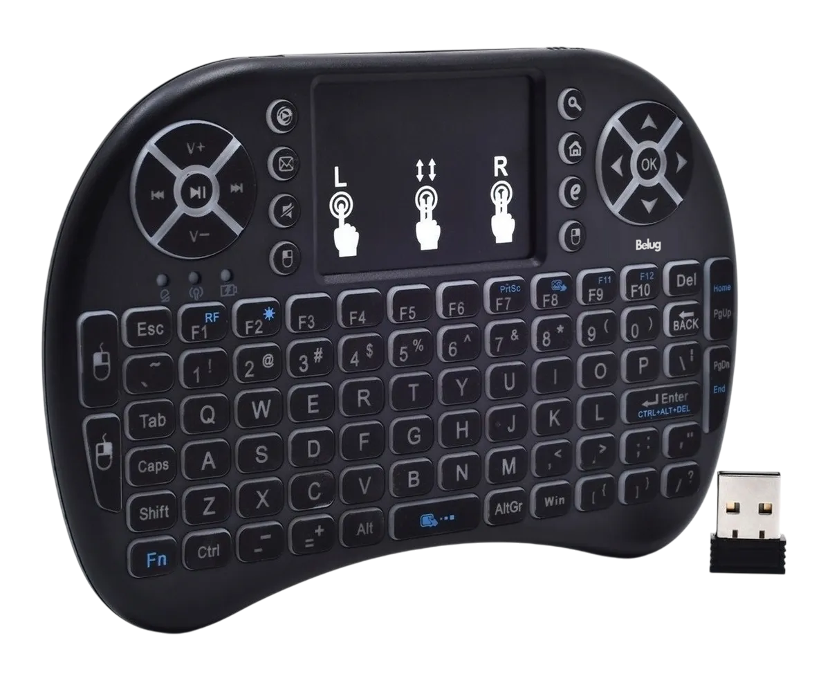 Mini Teclado  Belug Inalámbrico Touchpad Para Celular Tv Pc En Español Negro