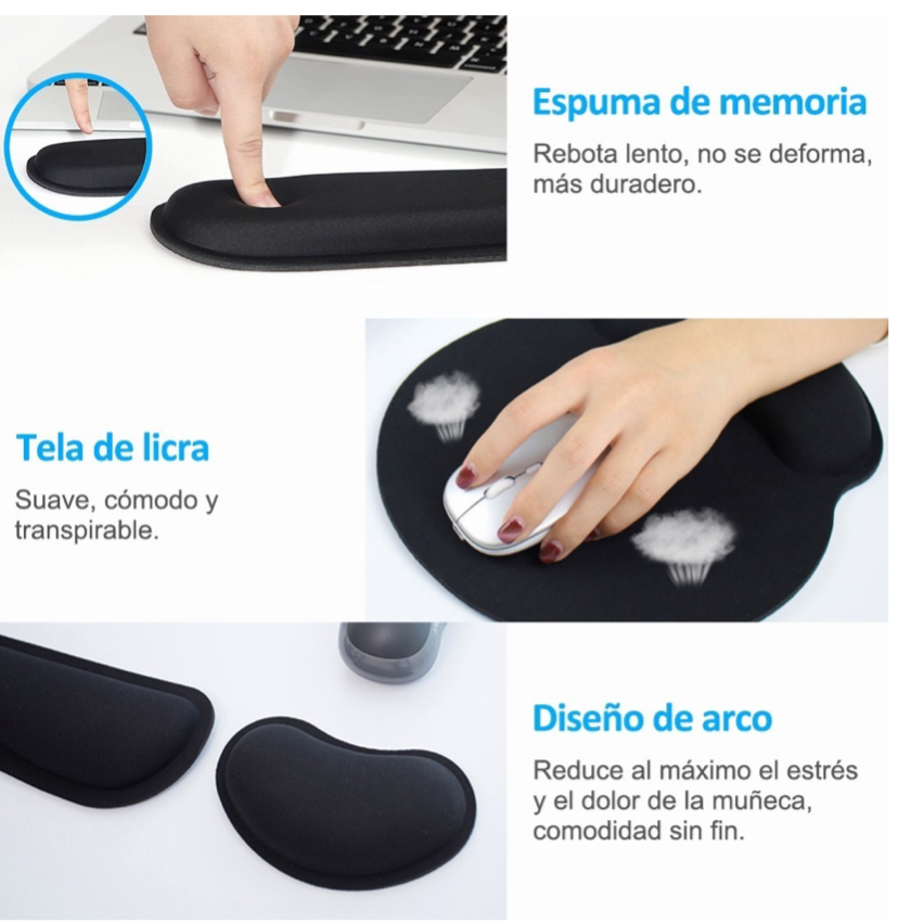 Foto 3 | Mouse Pad Teclado Ratón Reposamuñecas 3 Piezas