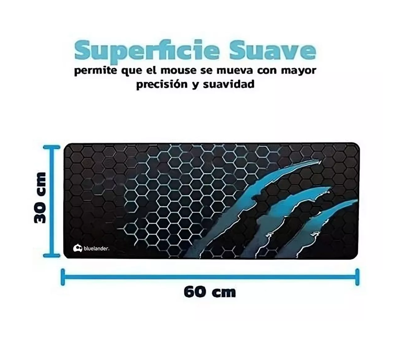 Foto 3 pulgar | Mouse Pad Gamer Blue Lander Negro 60 X 30 cm
