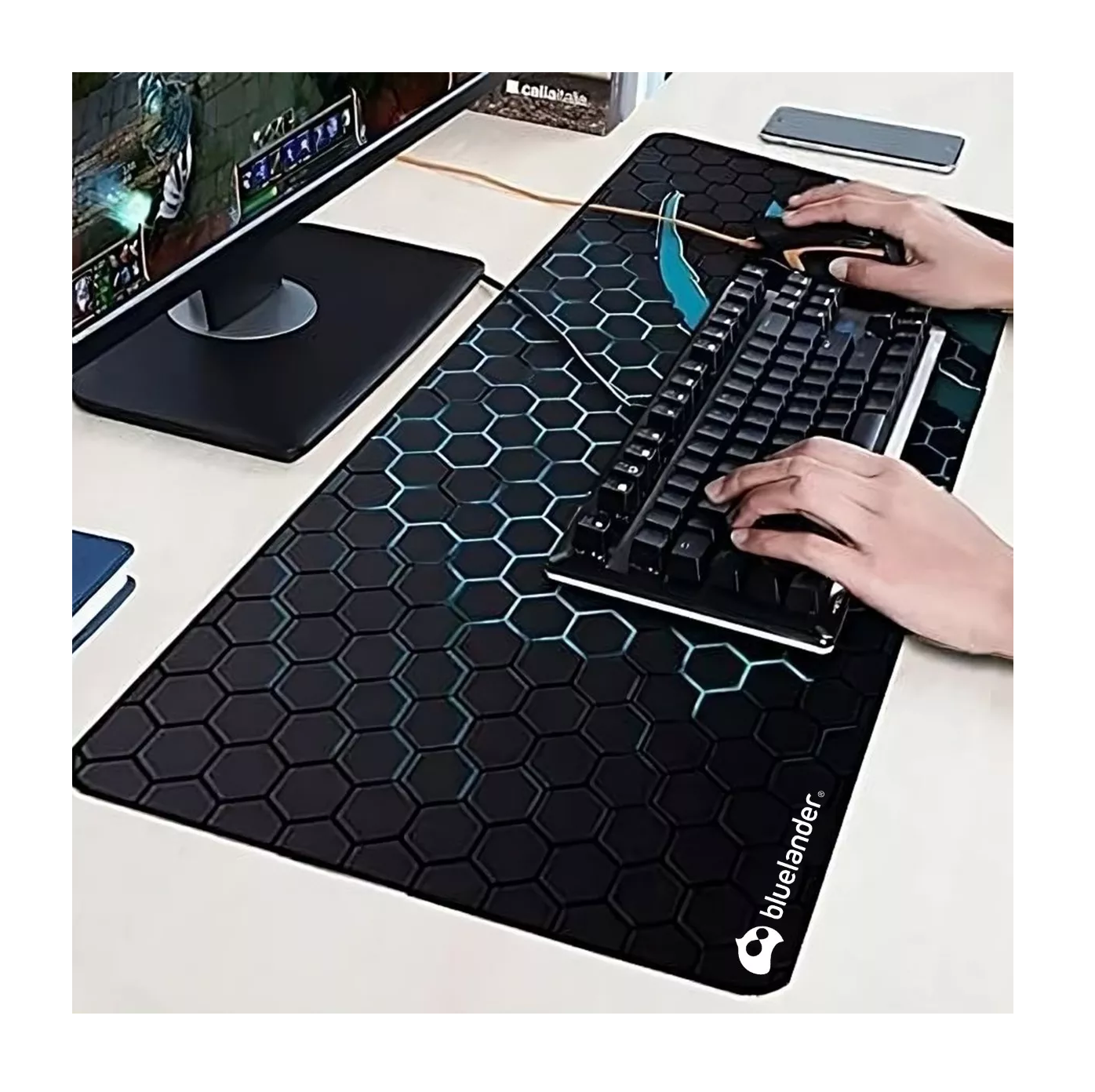 Foto 6 pulgar | Mouse Pad Gamer Blue Lander Negro 60 X 30 cm