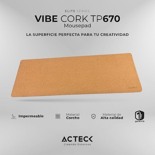 Foto 4 | Mouse Pad Acteck Vibe Cork Tp670 90x40 Antideslizante Corcho Ac-937207 Color Cafe