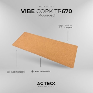 Foto 5 | Mouse Pad Acteck Vibe Cork Tp670 90x40 Antideslizante Corcho Ac-937207 Color Cafe