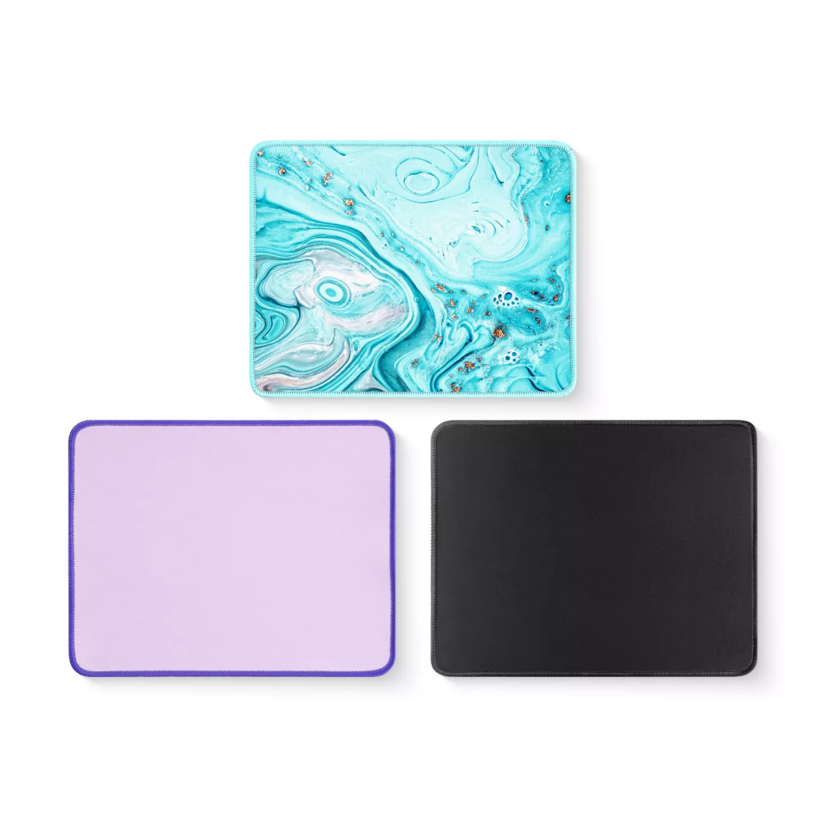 3 Piezas Mouse Pads Antideslizantes 26x21cm Con Color Azul/morado/negro