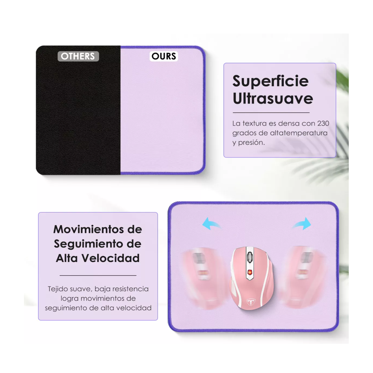 Foto 3 pulgar | 3 Piezas Mouse Pads Antideslizantes 26x21cm Con Color Azul/morado/negro