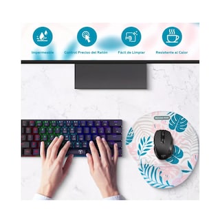 Foto 3 | Mouse Pad Ergonomico Rosa Pintura Hojas Azul/blanco