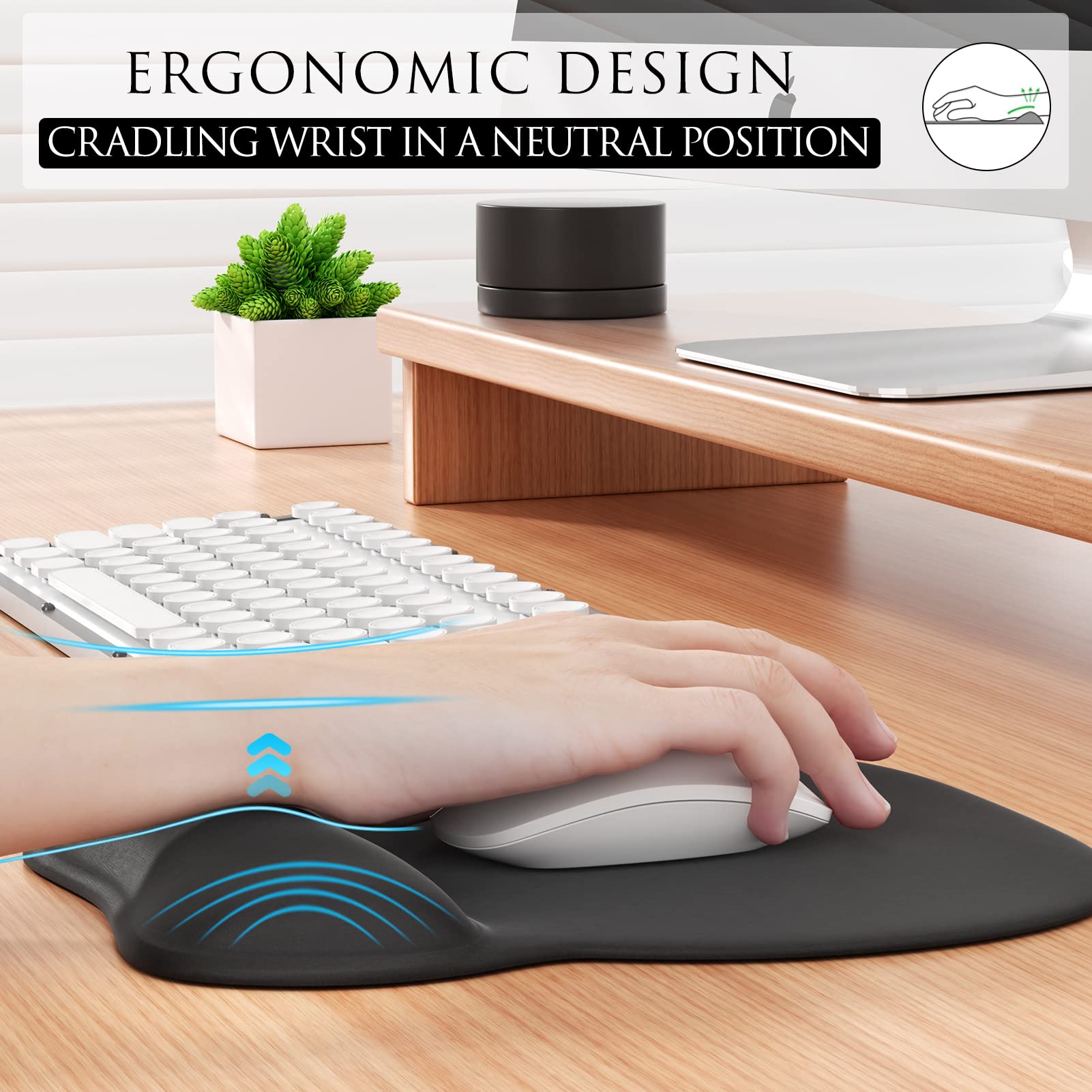 Foto 4 pulgar | Alfombrilla de Ratón Mroco Ergonómico de Gel 24 x 21 cm Color Negro - Venta Internacional