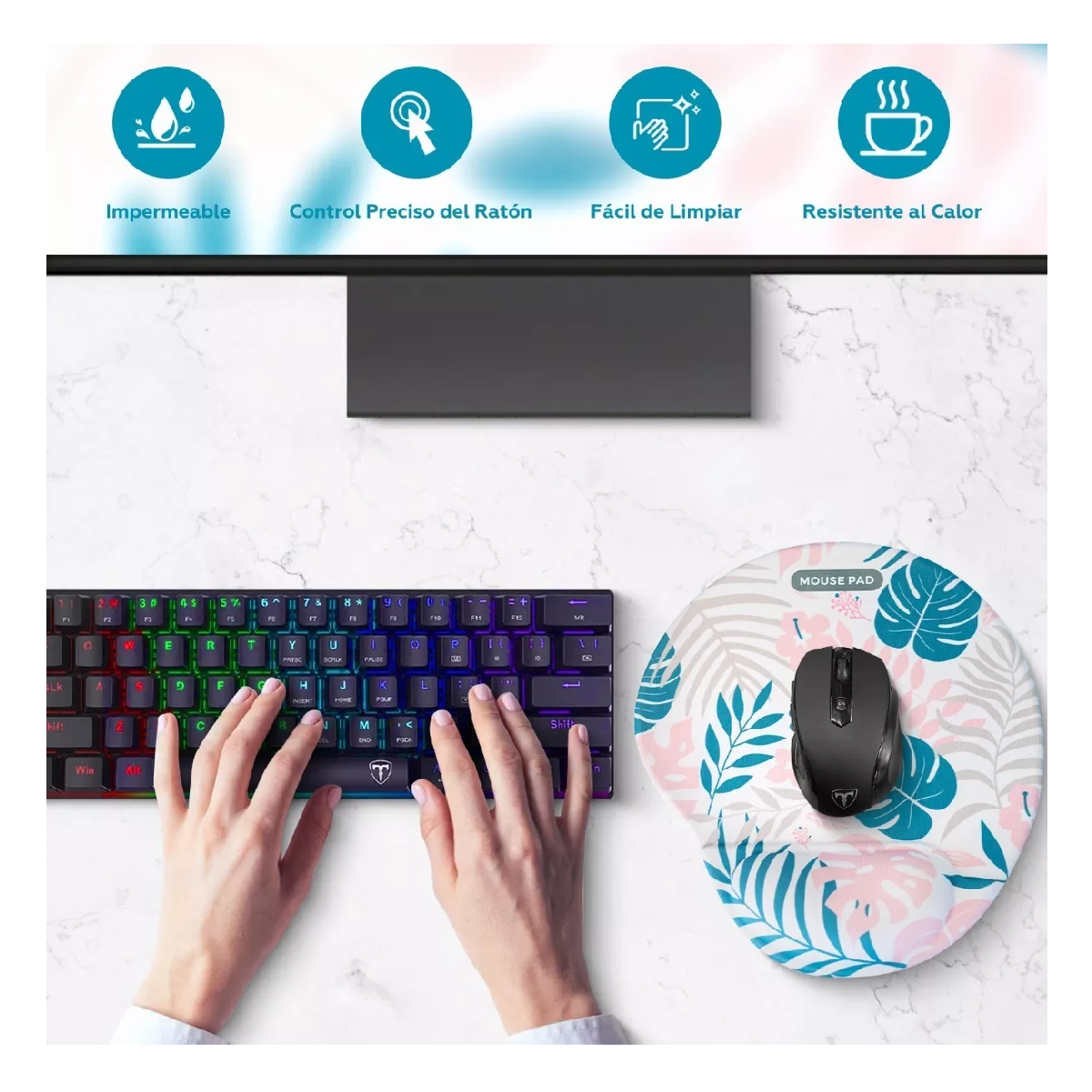 Foto 2 | Mouse Pad Belug Ergonómico con Soporte Rosa