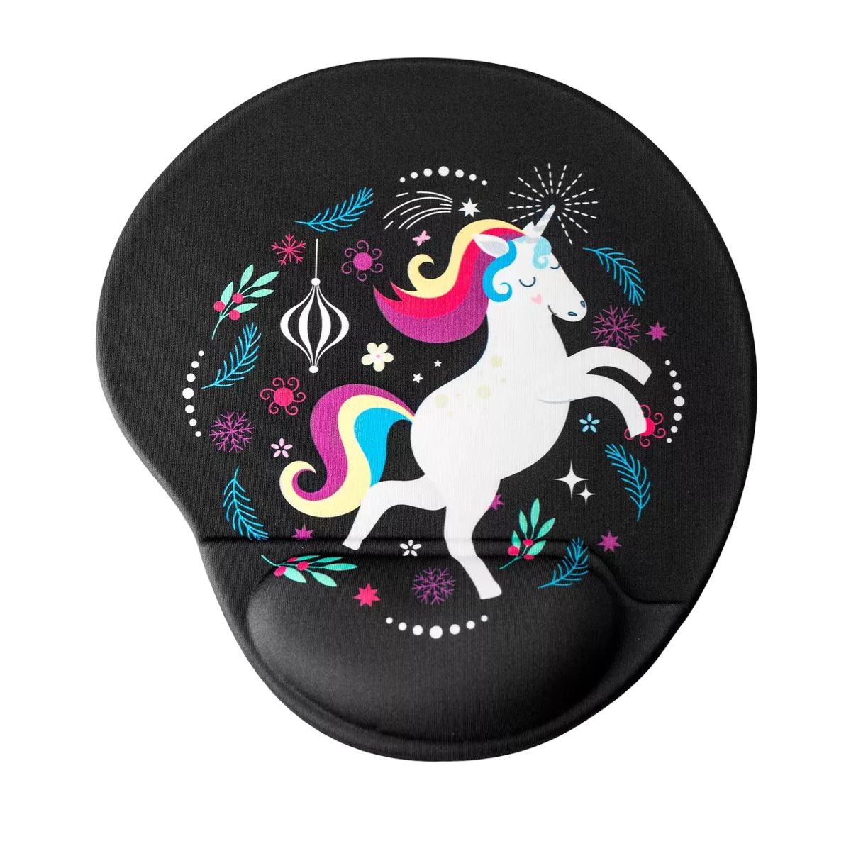 Mouse Pad Belug Ergonómico color Negro y Pintura Unicornio