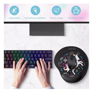 Foto 2 | Mouse Pad Belug Ergonómico color Negro y Pintura Unicornio