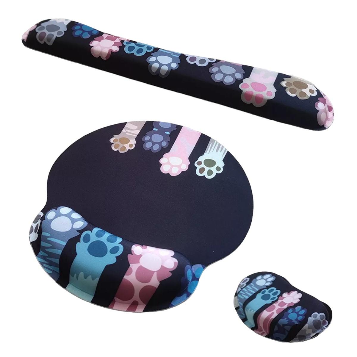 Foto 2 pulgar | Mouse Pad Teclado Ratón Reposamuñecas Juego De 3 Pcs Gato Negro