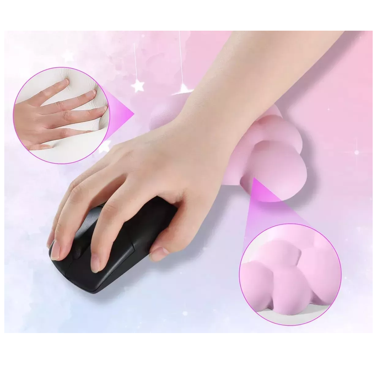 Foto 6 pulgar | Teclado Almohadilla Para Reposamuñecas Y Mouse Soporte Rosa