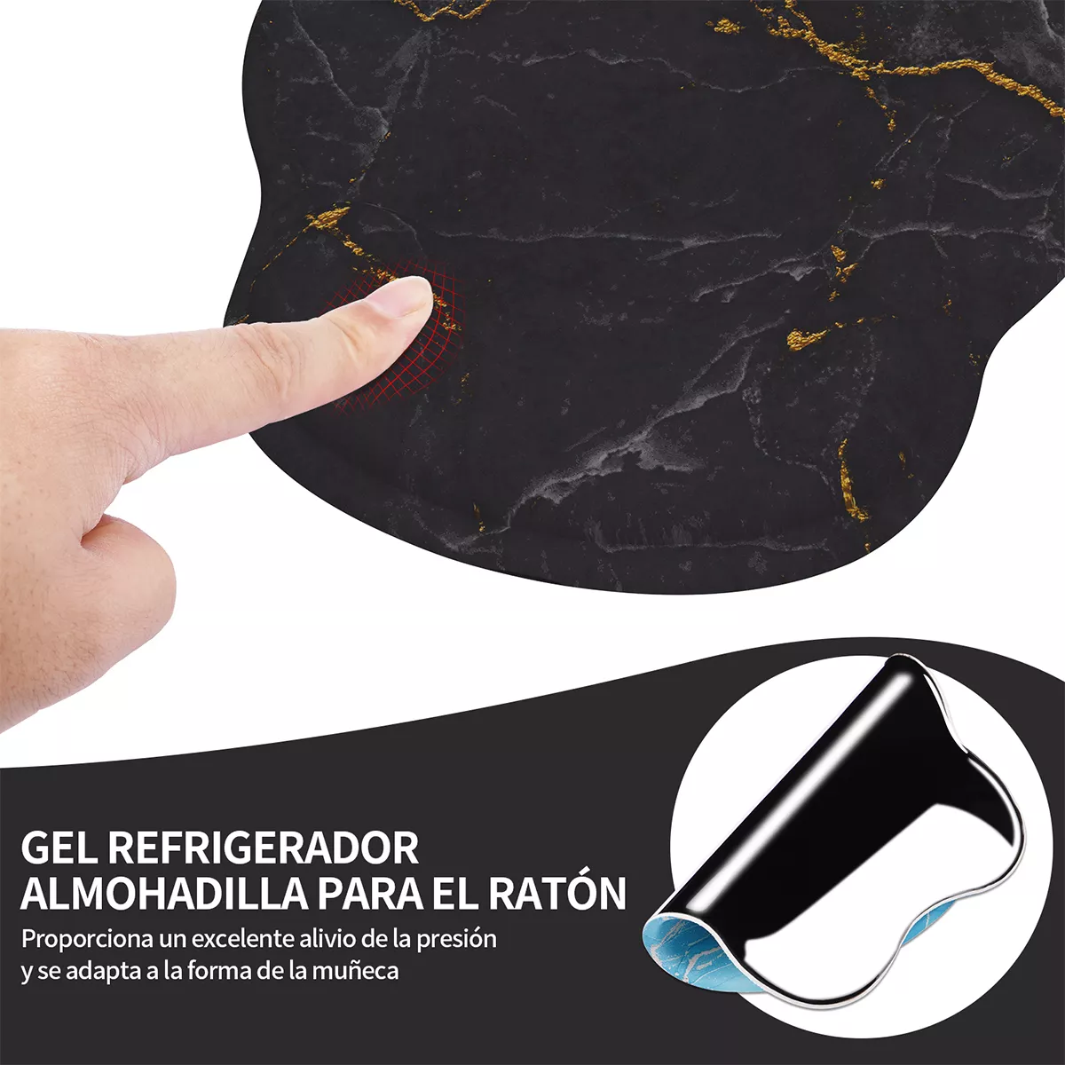 Foto 4 pulgar | Alfombrilla De Ratón Ergonómica Antideslizante De Gel Raton  Eo Safe Imports Esi-18306 Negro