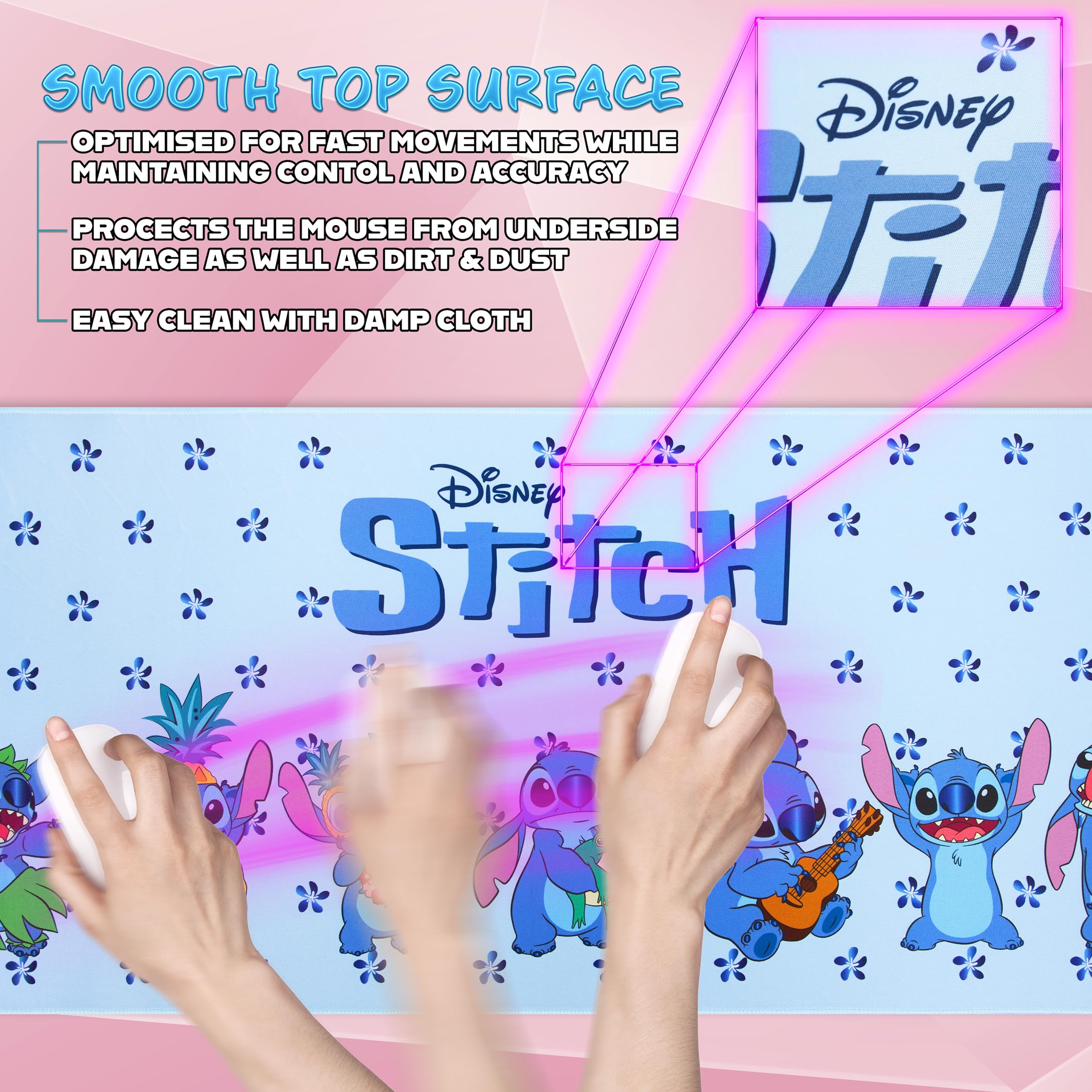 Foto 5 pulgar | Alfombrilla De Escritorio Disney Stitch, Tamaño Grande, 80 X 36 Cm, Color Azul - Venta Internacional.