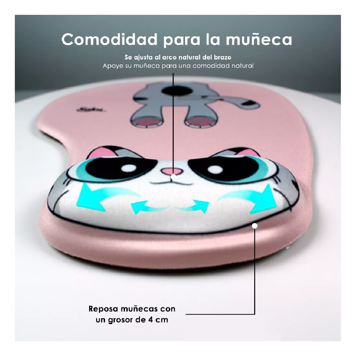 Foto 3 pulgar | Tapete Para Raton De Gel Ergonomico Caricaturas Gatos Kawaii Color Gatita