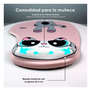 Foto 2 | Tapete Para Raton De Gel Ergonomico Caricaturas Gatos Kawaii Color Gatita