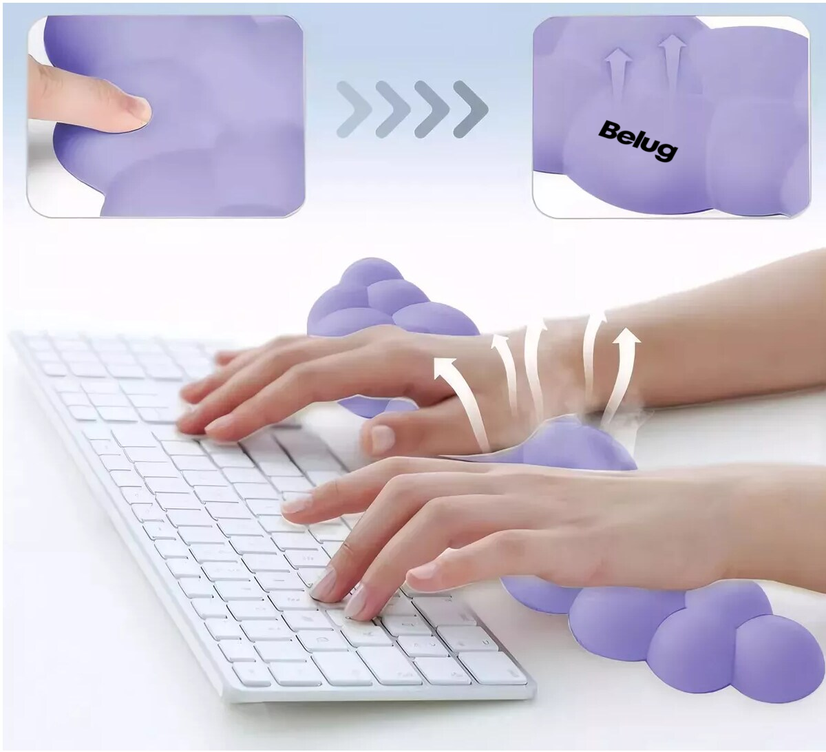 Foto 3 | Teclado Almohadilla Para Reposamuñecas Y Mouse Soporte Belug Lila