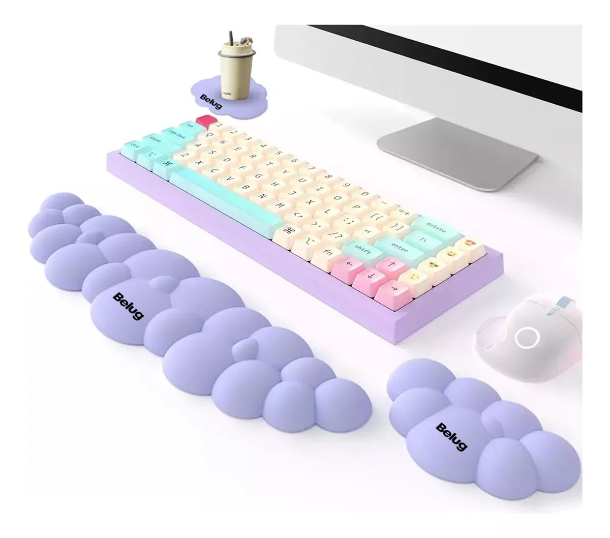 Foto 4 | Teclado Almohadilla Para Reposamuñecas Y Mouse Soporte Belug Lila