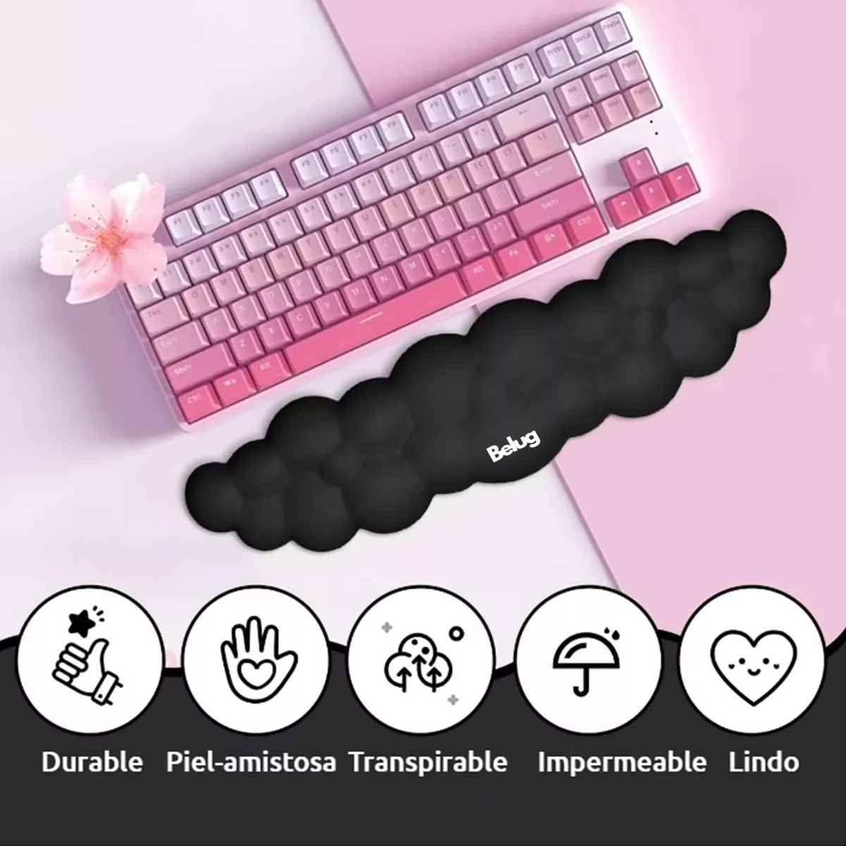 Foto 5 pulgar | Mouse Pad Ergonómico Set Para Juego De Para Ratón Y Teclado Belug Negro