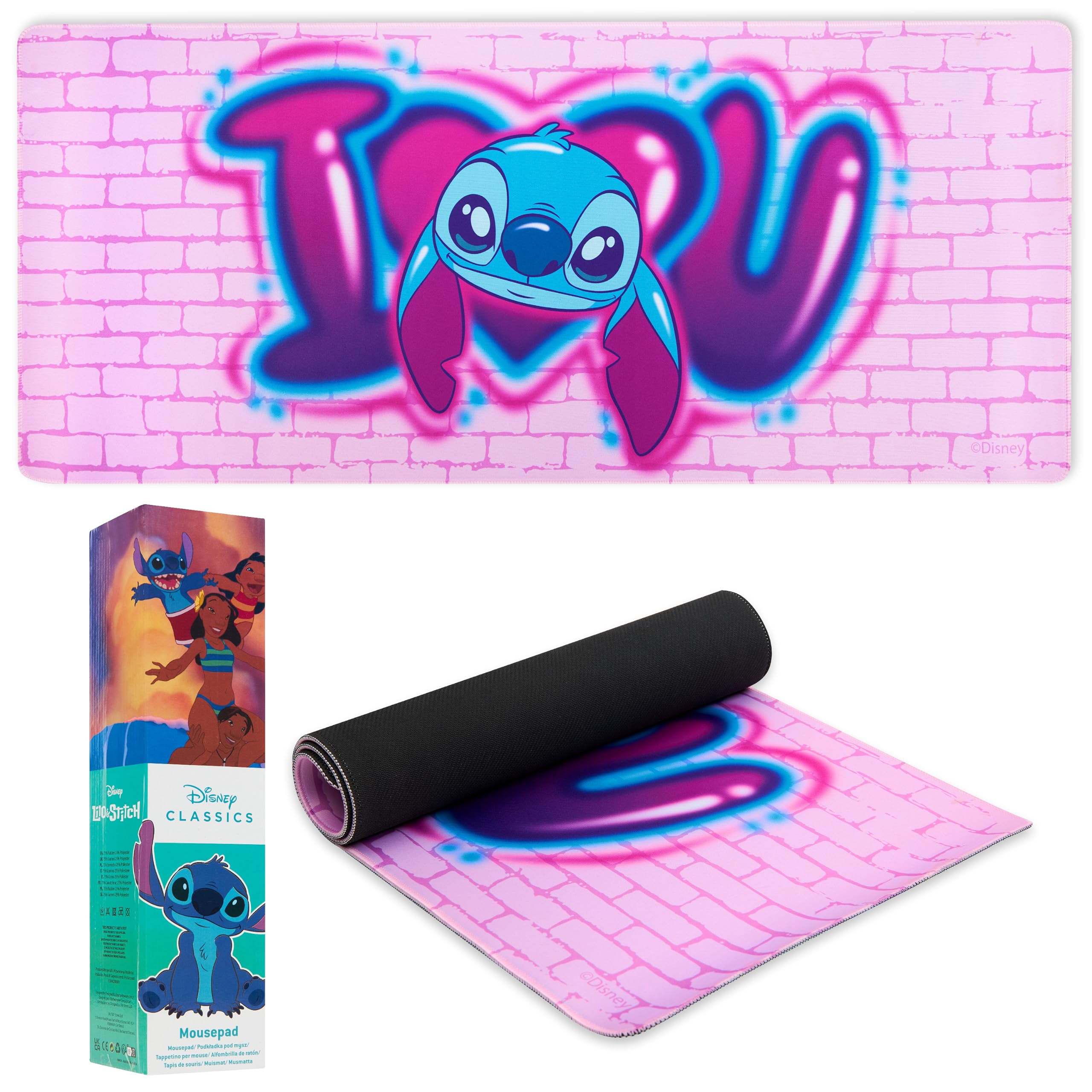 Alfombrilla De Escritorio Disney Stitch, Tamaño Grande, 80 X 36 Cm, Color Rosa - Venta Internacional.
