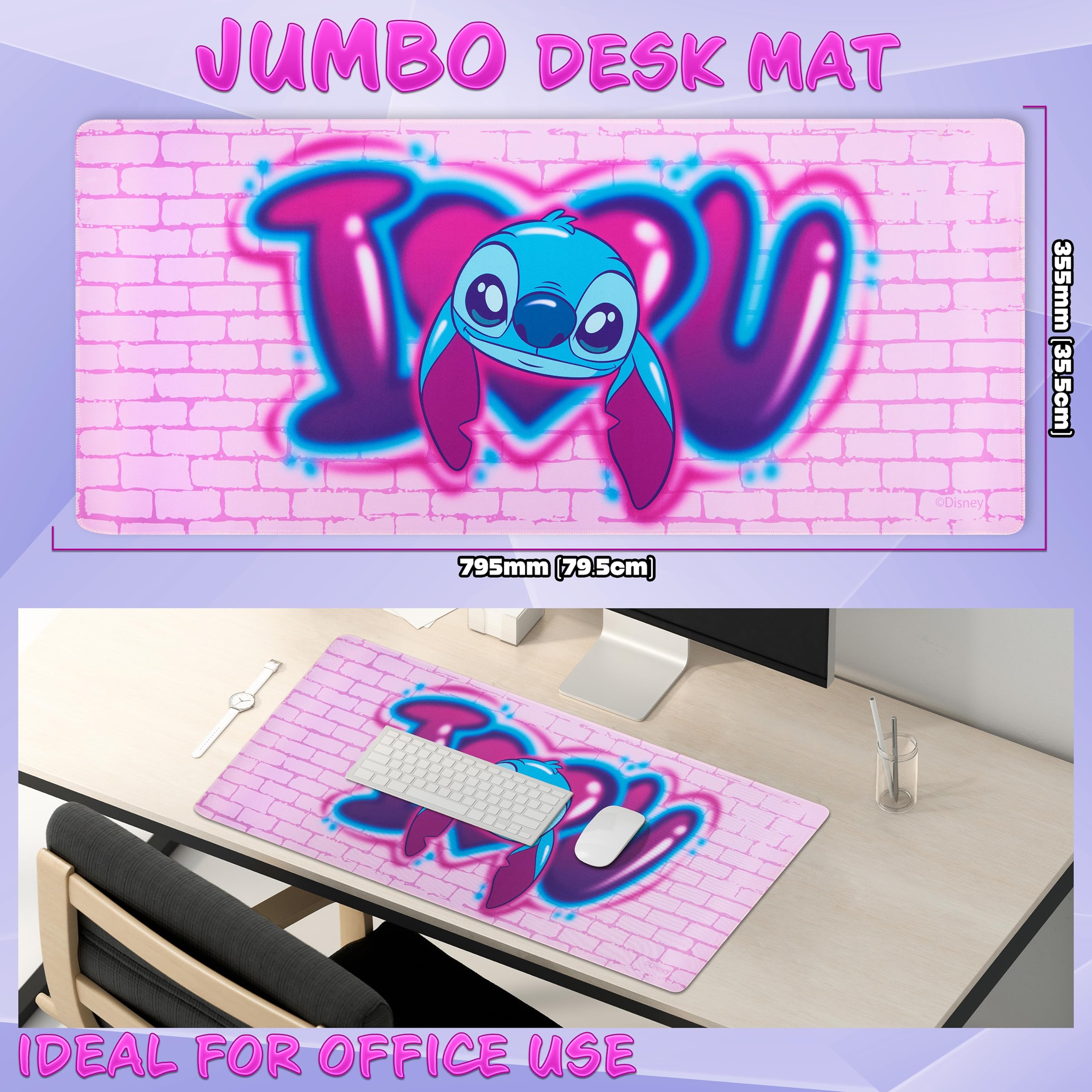 Foto 4 pulgar | Alfombrilla De Escritorio Disney Stitch, Tamaño Grande, 80 X 36 Cm, Color Rosa - Venta Internacional.