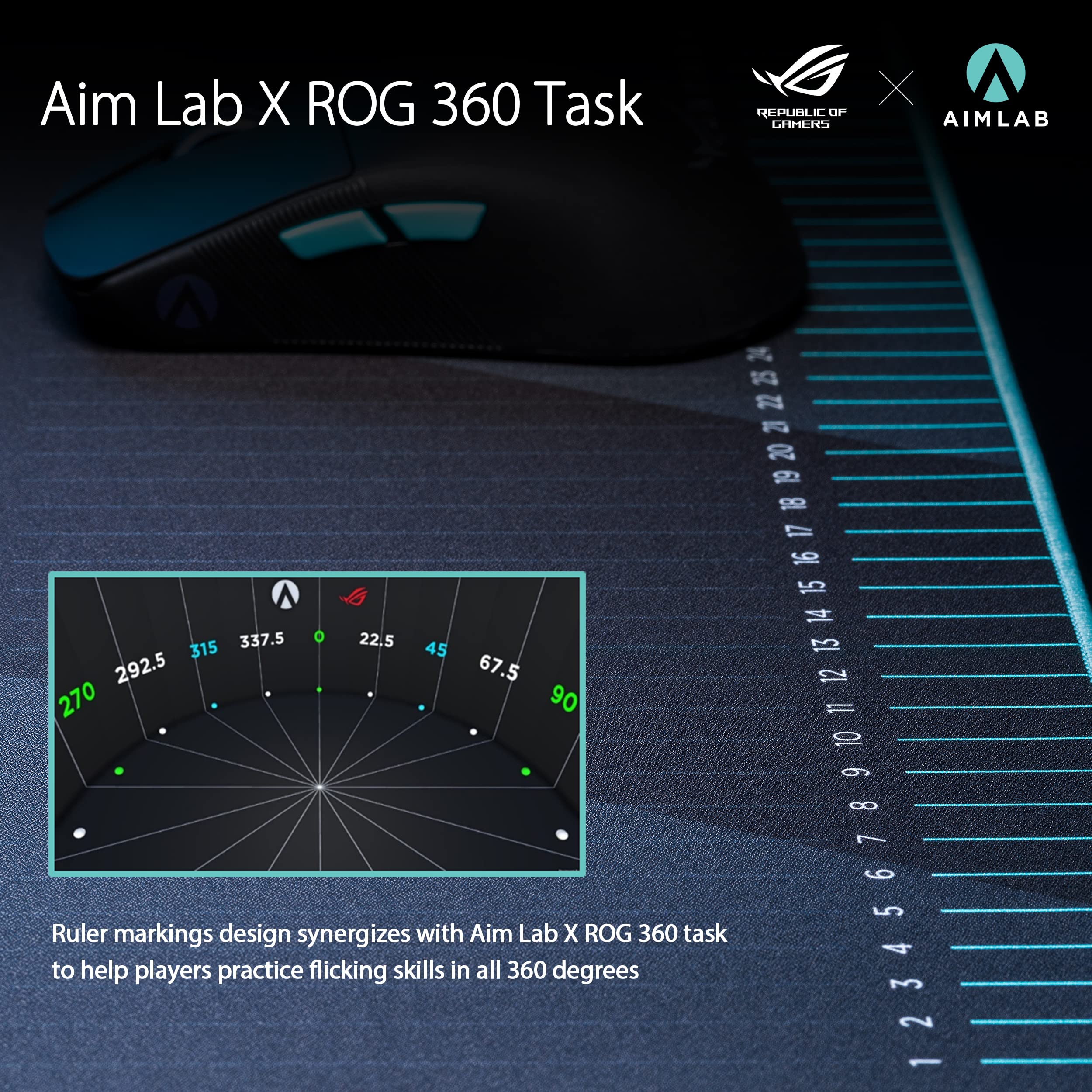 Foto 3 pulgar | Alfombrilla De Ratón Para Juegos Asus Rog Hone Aim Lab Edition Negra - Venta Internacional.