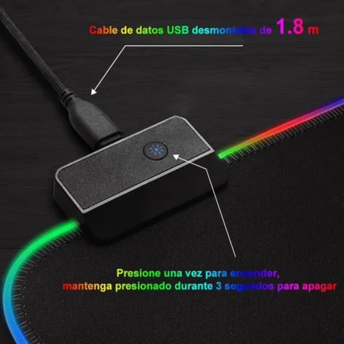 Foto 4 | Base De Goma Antideslizante 800 X 300mm Rgb Mouse Lab.g Negro
