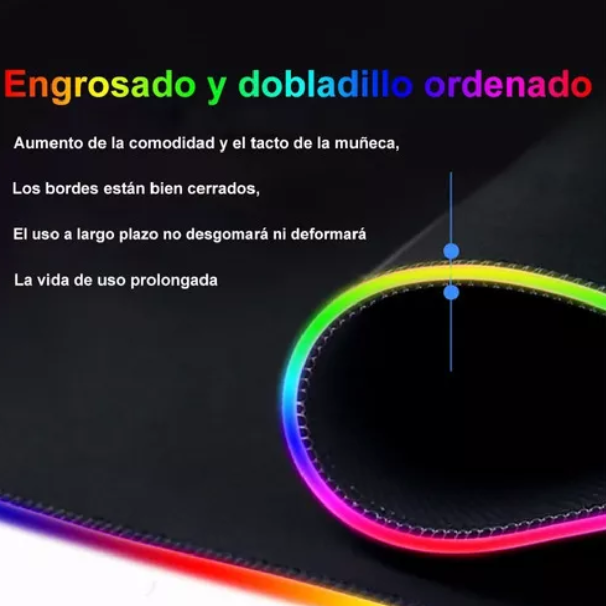 Foto 5 | Base De Goma Antideslizante 800 X 300mm Rgb Mouse Lab.g Negro