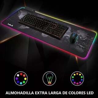 Foto 3 | Alfombrilla De Ratón Gamer Rgb Luz Led Lonk Alfombrilla 80x30 Lab.g Negro