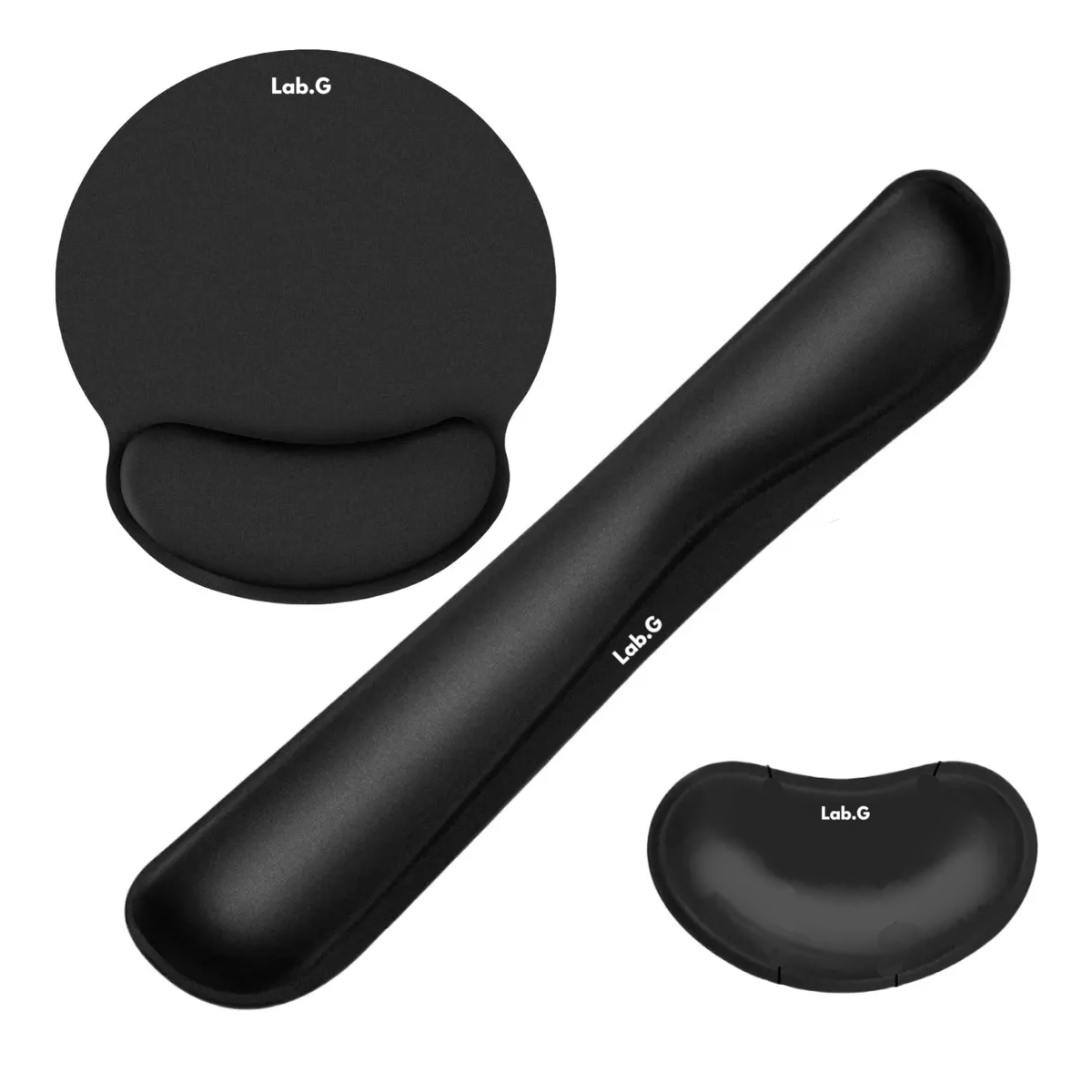 Juego Almohadillas Cojín Tapete Reposa Muñecas Teclado Ratón Lab.g Negro