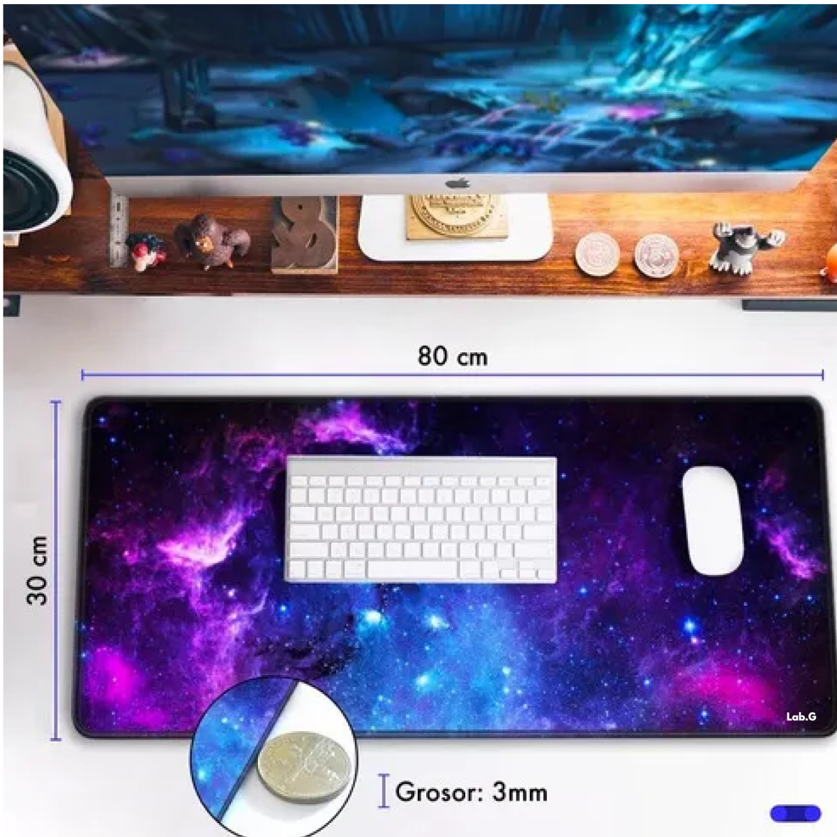 Foto 3 pulgar | Mouse Pad Gamer Alfombrilla Ratón 80x30cm Profesional Lab.g Color Púrpura