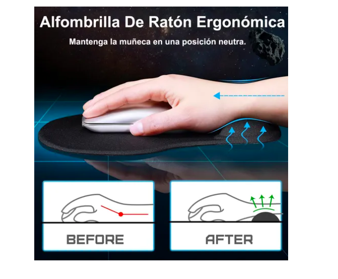 Foto 5 pulgar | Mousepad Mouse Pad Xtellar Ergonomico Con Soporte Muñeca 2 Pcs