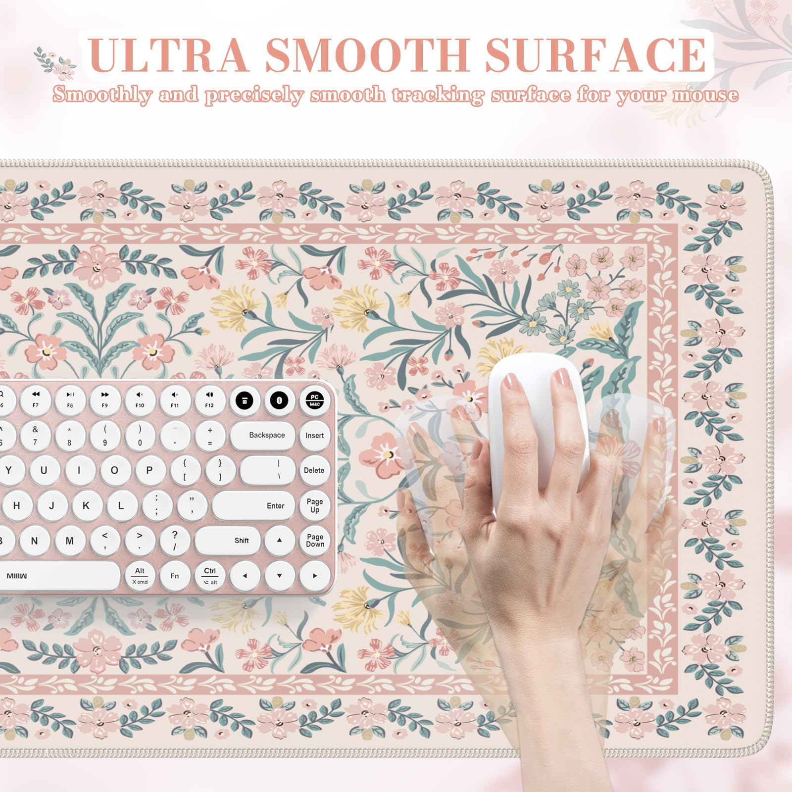 Foto 4 pulgar | Alfombrilla De Ratón Grande Para Escritorio Icasso Pink Floral Xxl - Venta Internacional.