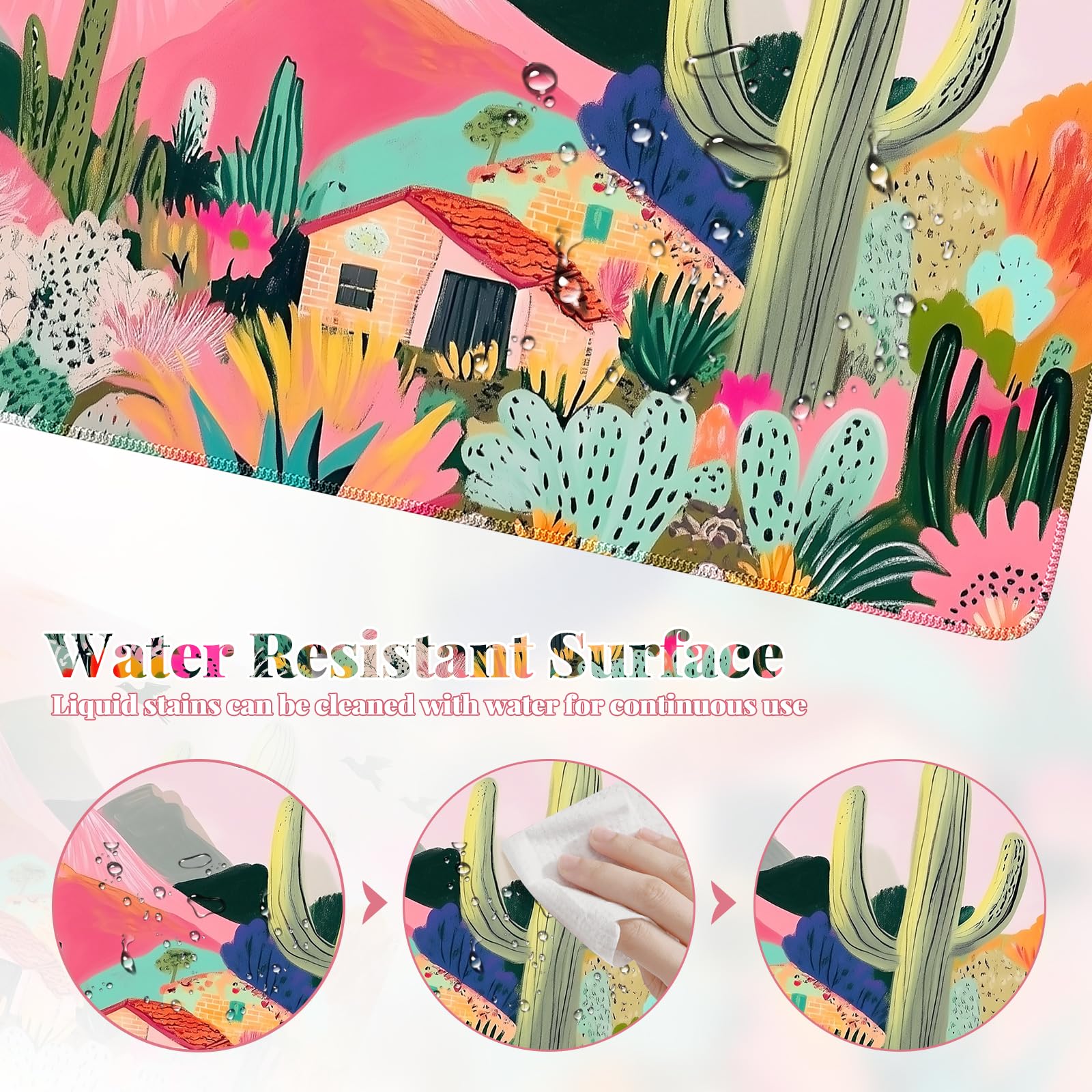 Foto 7 pulgar | Alfombrilla De Ratón Para Juegos Icasso  Grande  Impermeable  90 X 40 Cm  Con Diseño De Cactus - Venta Internacional.