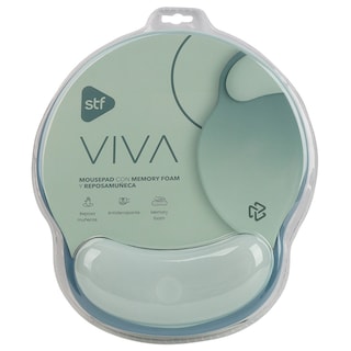 Foto 3 | Mousepad Viva Stf Con Memory Foam Y Reposamuñeca Circular Color Menta Gris