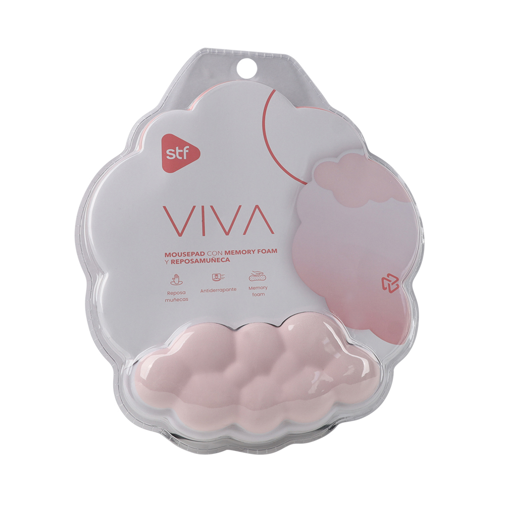 Foto 4 pulgar | Mousepad Viva Stf Con Memory Foam Y Reposamuñeca Nube Color Rosa