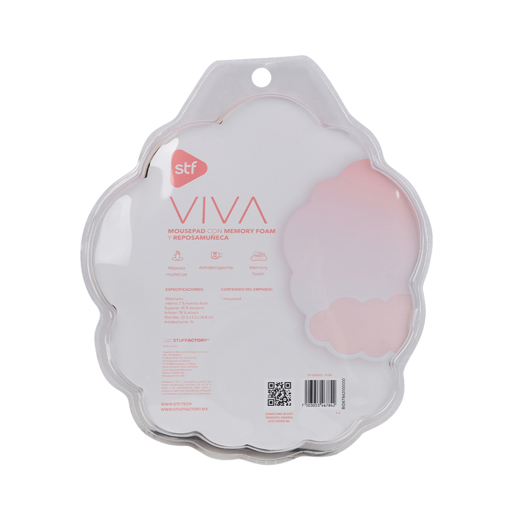 Foto 5 | Mousepad Viva Stf Con Memory Foam Y Reposamuñeca Nube Color Rosa