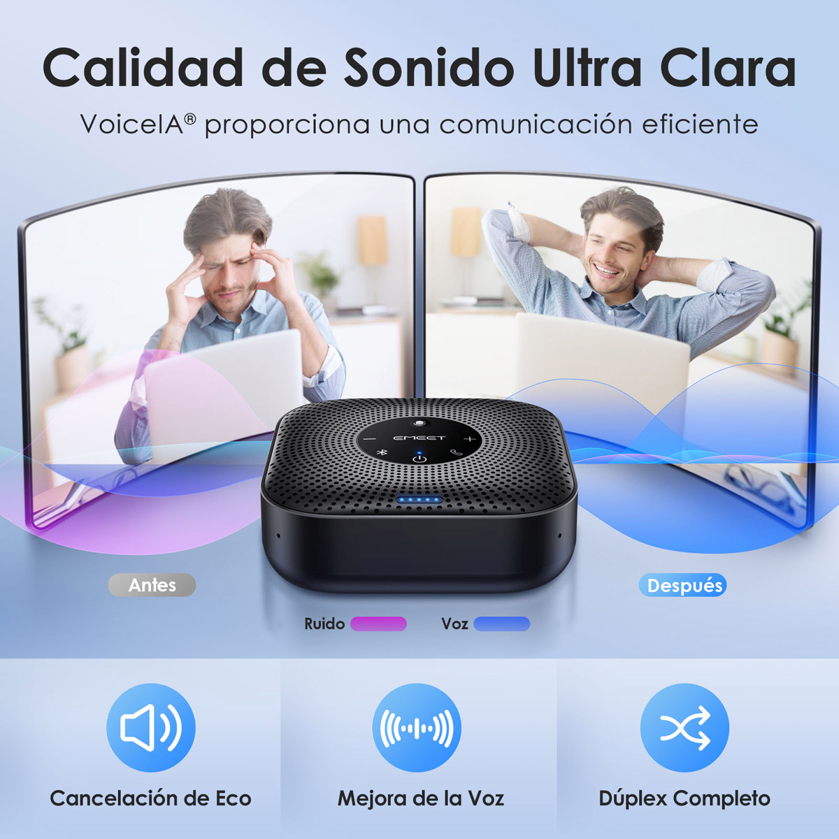 Foto 4 pulgar | Altavoz Bluetooth Emeet Officecore M0 Plus 4 Micrófonos Con Ia Capta La Voz En 360°
