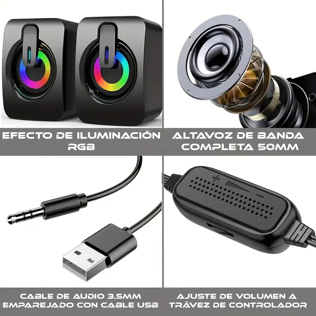 Foto 6 | Bocinas Alambricas Para Pc Escritorio K2053 Con Rgb