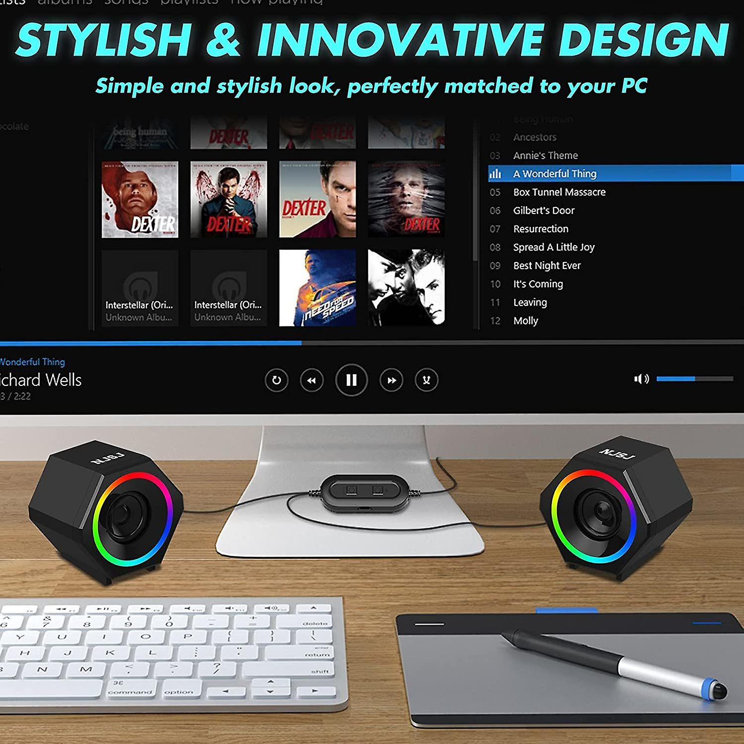 Foto 4 | Altavoces Para Pc Sanlin Beans De 10 W Estéreo Para Juegos Con Led Negros - Venta Internacional.
