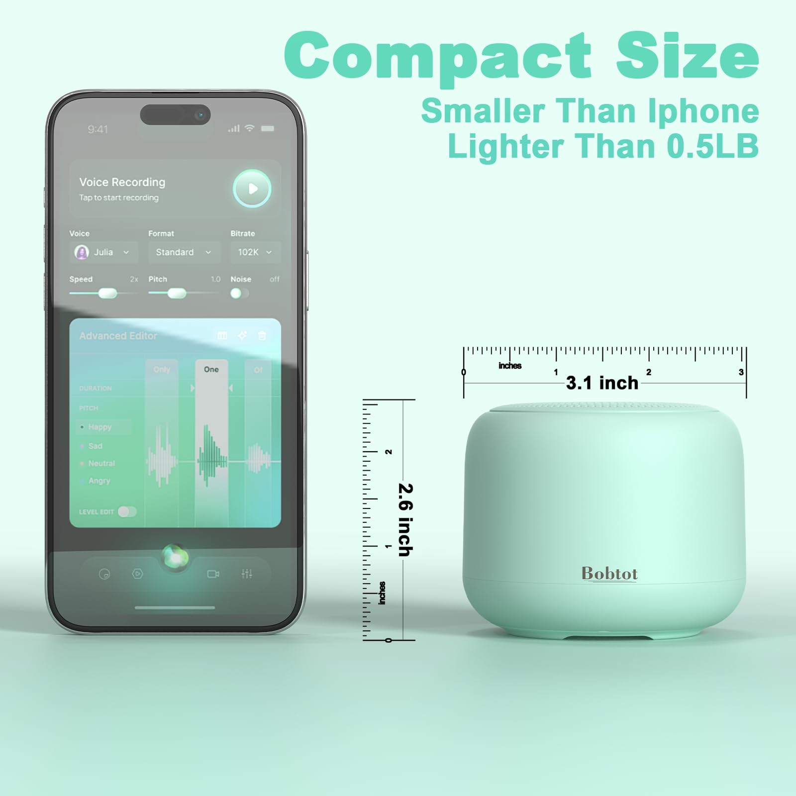 Foto 7 pulgar | Altavoz Bluetooth Portátil Bobtot Green Con Correa Ipx5 - Venta Internacional.