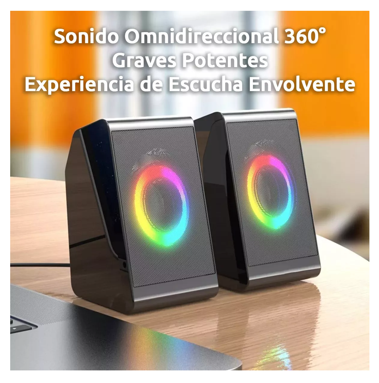 Foto 4 | Bocinas para PC Computadora Escritorio Altavoz RGB Subwoofer Negro