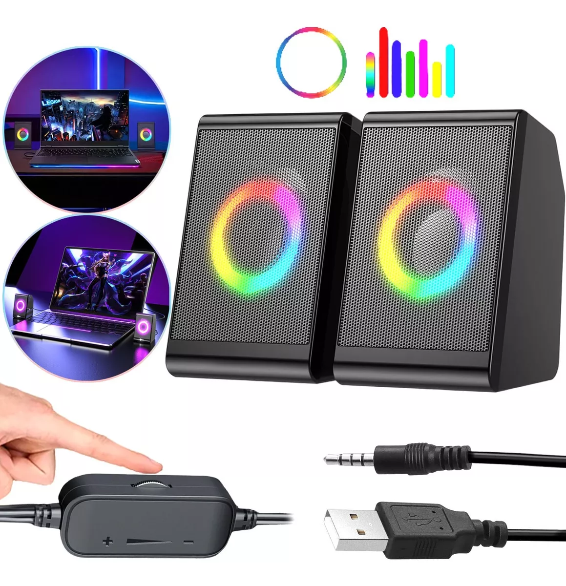Foto 3 pulgar | Bocinas para PC Belug RGB Subwoofer Negras