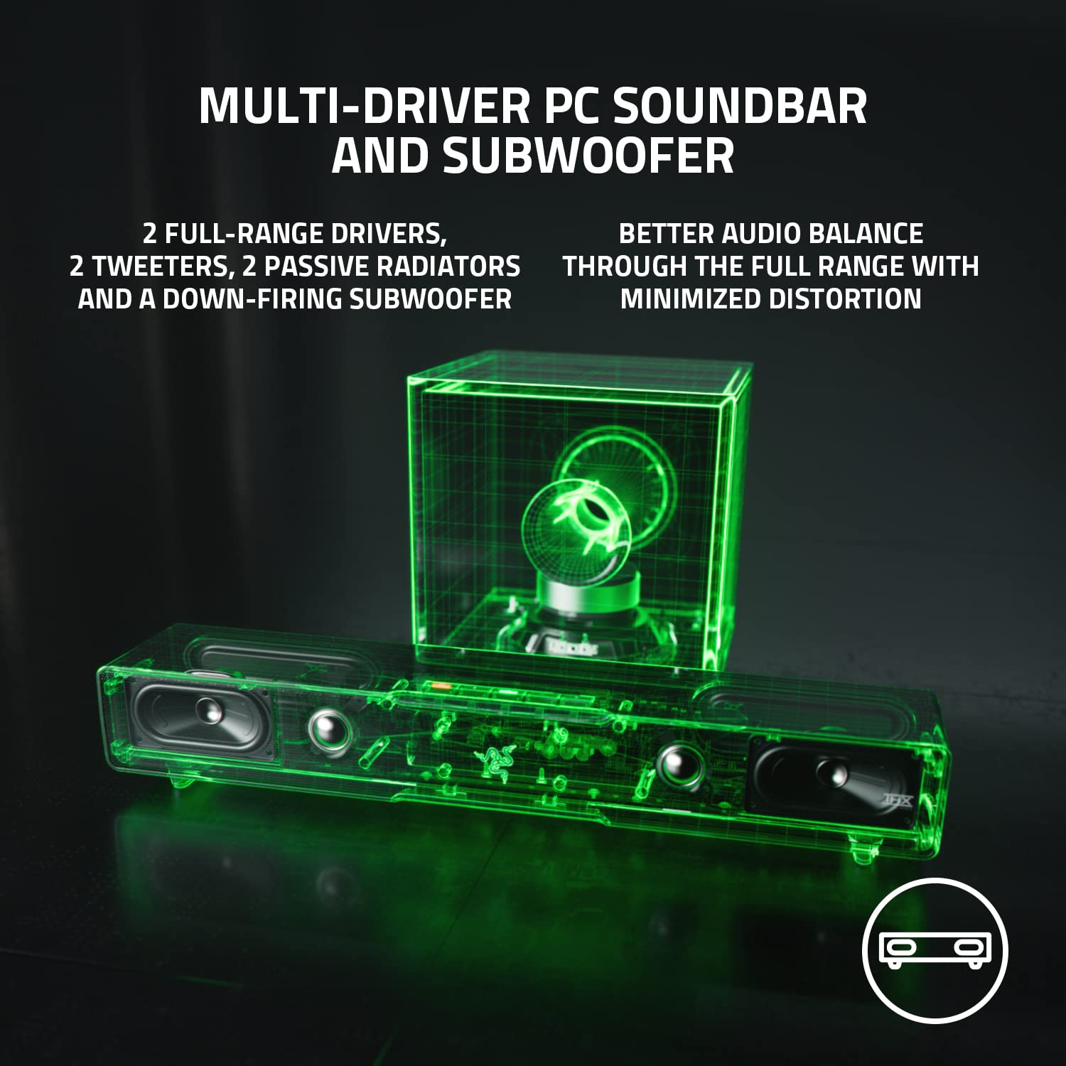 Foto 3 pulgar | Barra de Sonido Multicontrolador Razer Leviathan V2 Subwoofer Bluetooth - Venta Internacional
