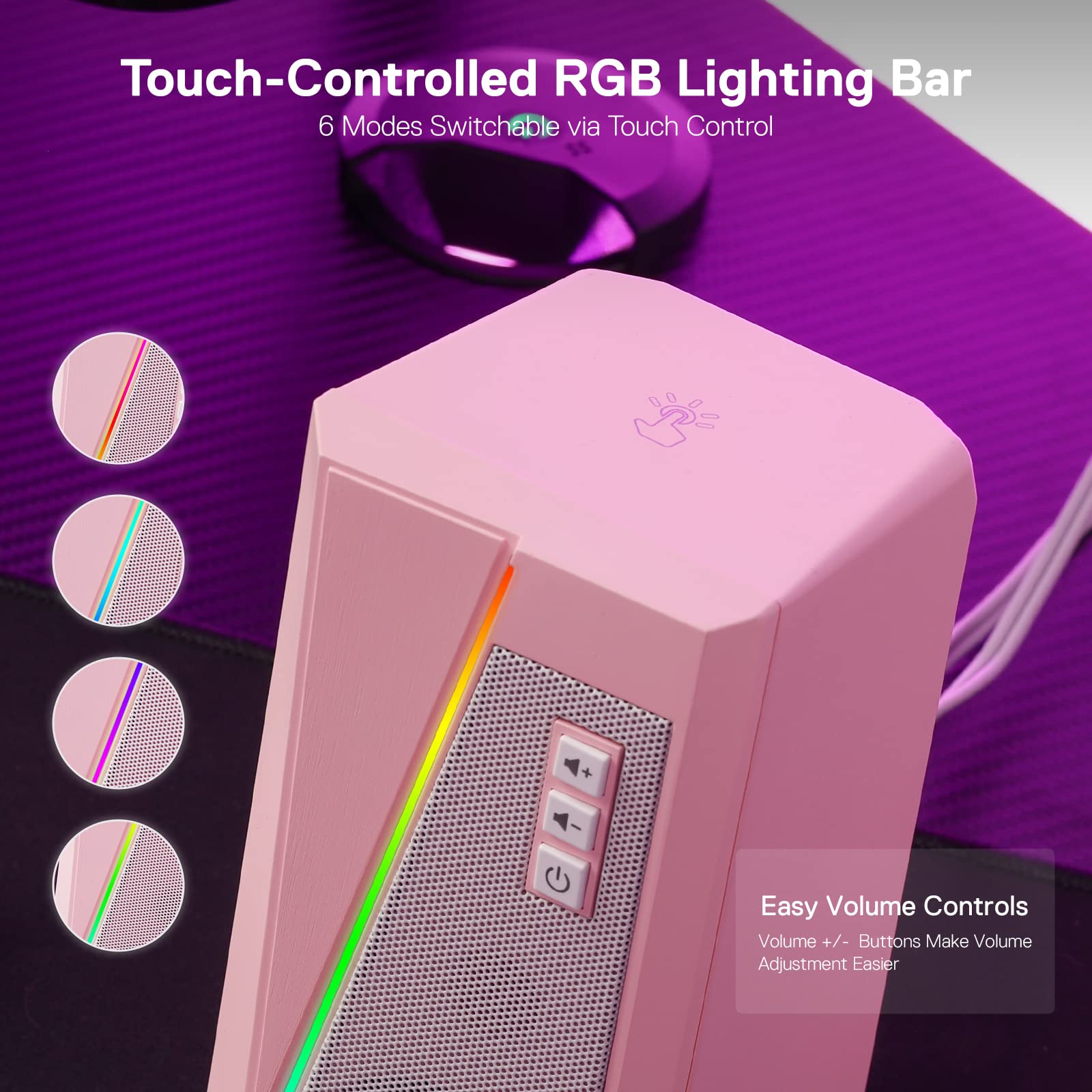 Foto 5 pulgar | Altavoces De Sobremesa Redragon Gs520 Rgb 2.0 Canal Usb Rosa - Venta Internacional.